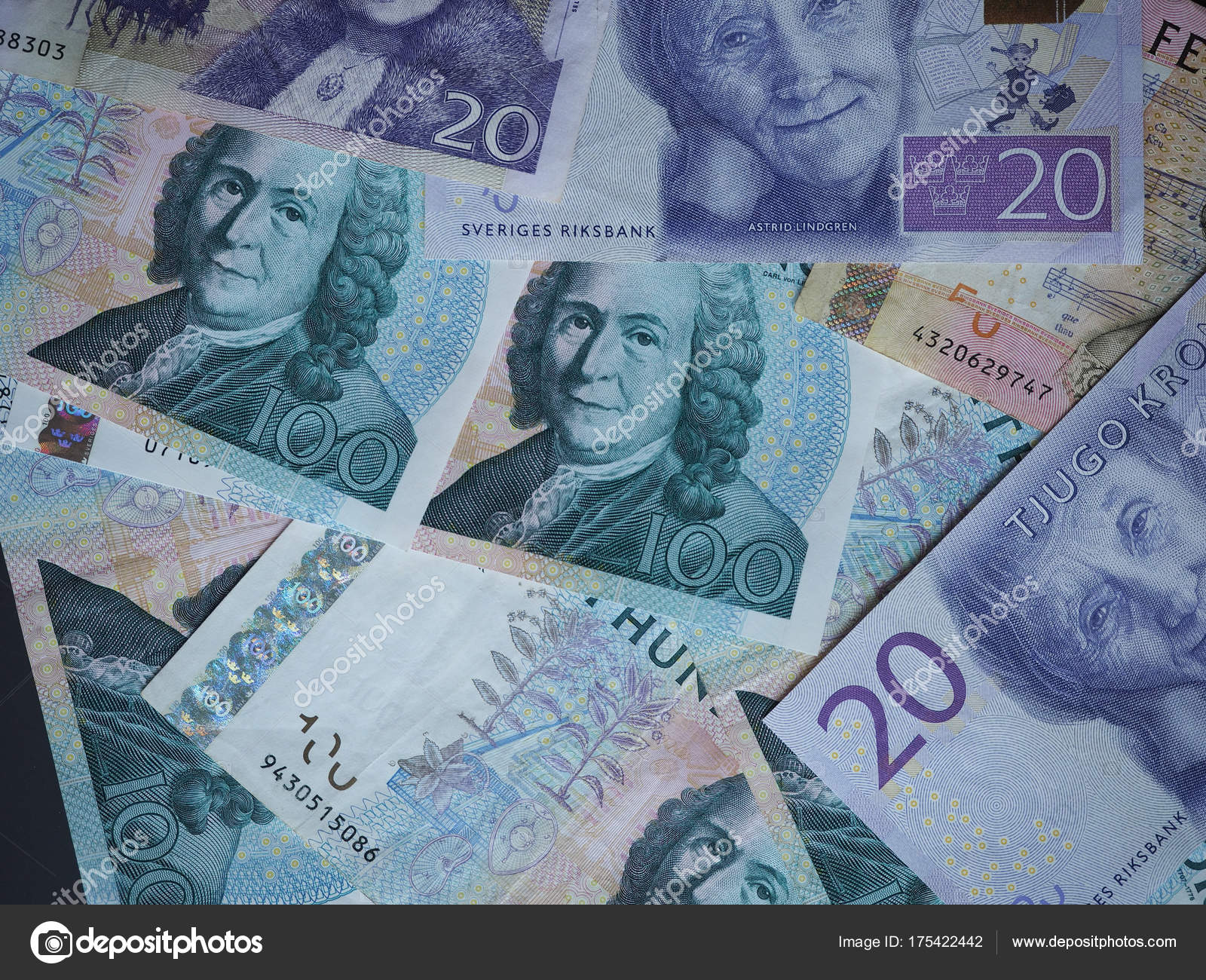 Swedish Krona Sek Currency Sweden Norwegian Krone Nok Notes Stock Photo 
