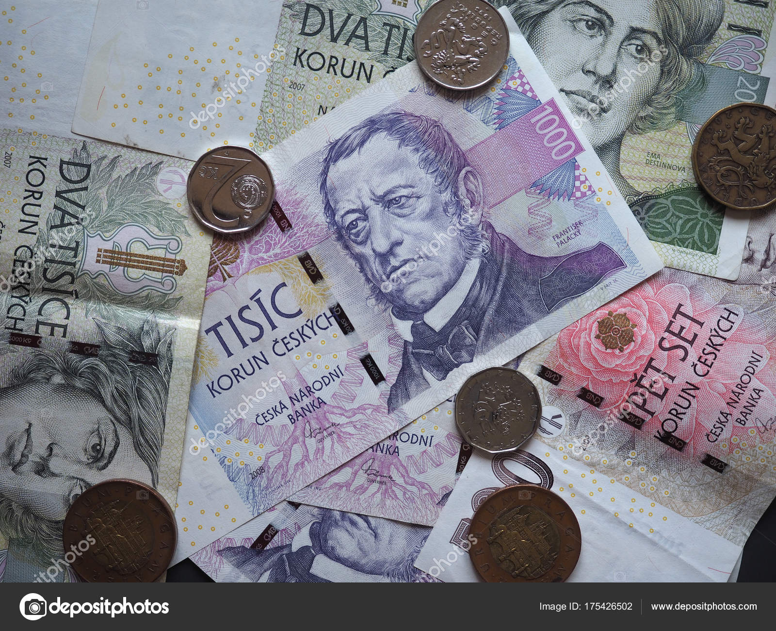 Czech Koruna Banknotes Coins Czk Currency Czech Republic — Stock Photo ©  route66 #175426502