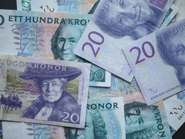 Corona Sueca Sek Moneda Suecia Corona Noruega Nok Billetes — Foto de Stock