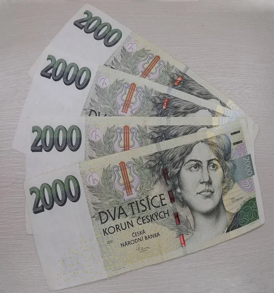 2000 Чешских Крон Czk Законное Платежное Средство Чешской Республики Банкноты — стоковое фото