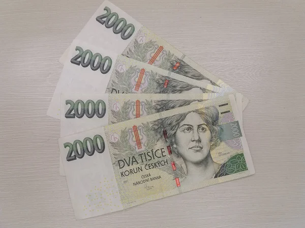 2000 Czeska Korona Czk Prawnym Środkiem Płatniczym Republice Czeskiej Banknotów — Zdjęcie stockowe