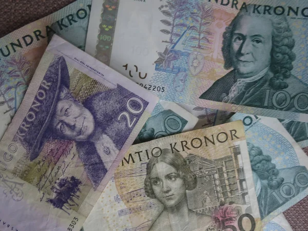 Corona Sueca Billetes Banco Dinero Sek Moneda Suecia — Foto de Stock
