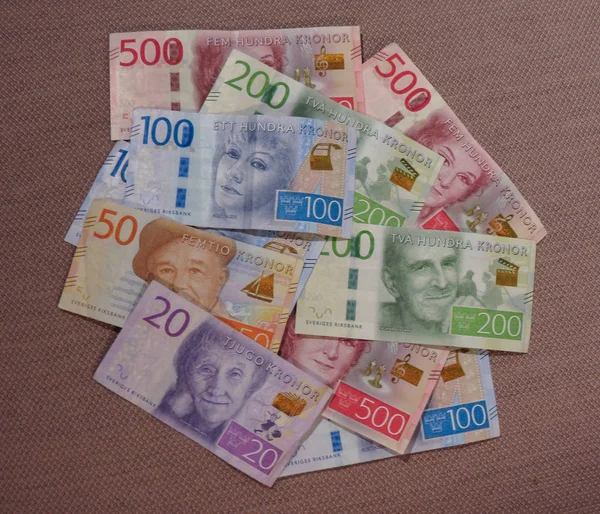 Χρήματα Τραπεζογραμμάτια Σουηδική Κορώνα Sek Νόμισμα Της Σουηδίας — Φωτογραφία Αρχείου