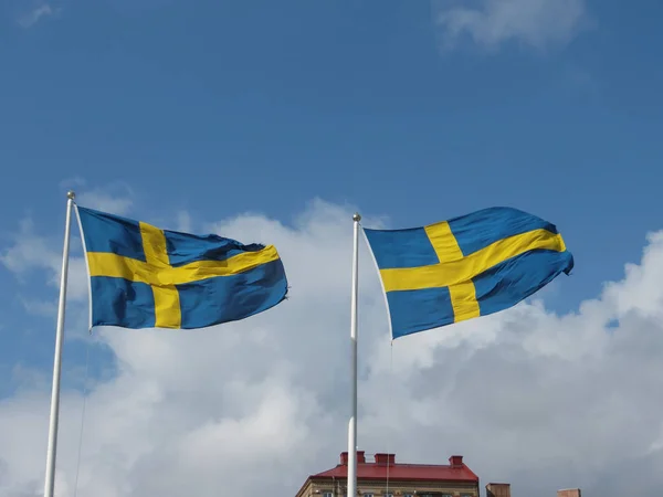 Szwedzka Flaga Narodowa Szwecja Europa — Zdjęcie stockowe