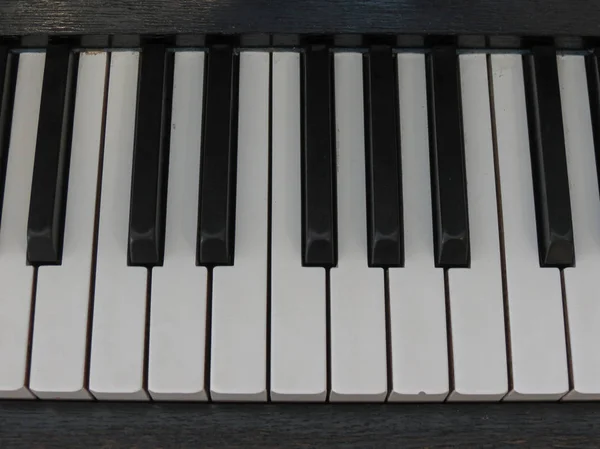 Piano Aka Pianoforte Tangentbord Närbild Perspektiv — Stockfoto