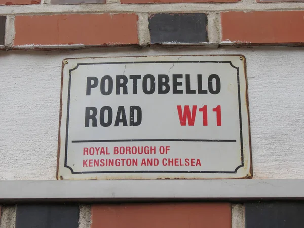 Portobello Road W11 Royal Borough Kensington Cheslea Label —  Fotos de Stock