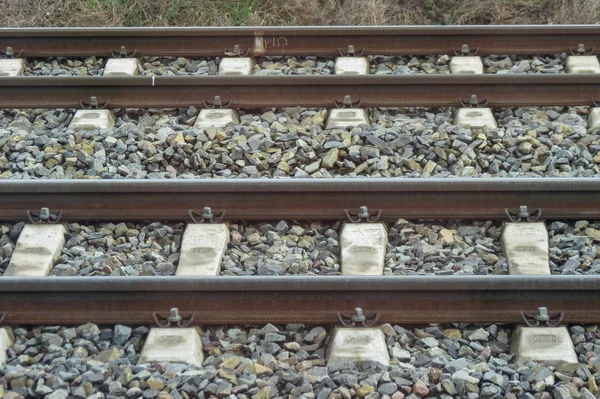 Vias Férreas Ferroviárias Para Transporte Público Ferroviário — Fotografia de Stock