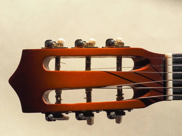 Tête Une Guitare Acoustique Alias Instrument Musique Cordes Guitare Folk — Photo