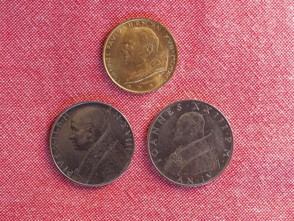Vatikanische Lira Val Münzen Herausgegeben Vom Vatikanischen Stadtstaat Mit Den — Stockfoto
