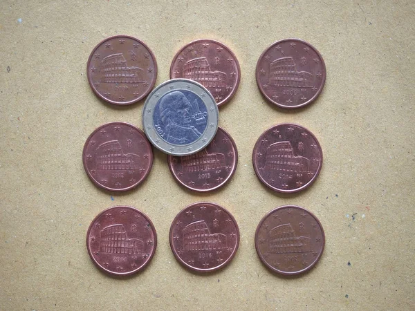 Moneda Céntimos Eur Moneda Unión Europea Italia Con Imagen Del —  Fotos de Stock