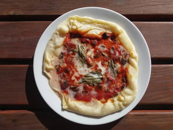 Gomba Aka Funghi Vargánya Boletus Edulis Változékony Tinóru Pizza Hagyományos — Stock Fotó