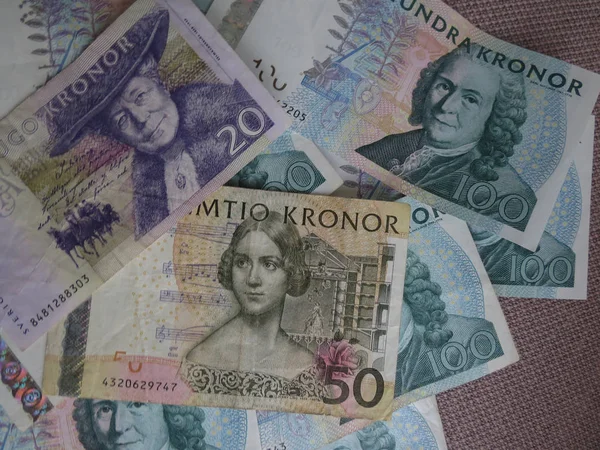 Corona Sueca Billetes Banco Dinero Sek Moneda Suecia — Foto de Stock