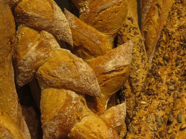 Brot Grundnahrungsmittel Aus Einem Teig Aus Mehl Und Wasser Durch — Stockfoto