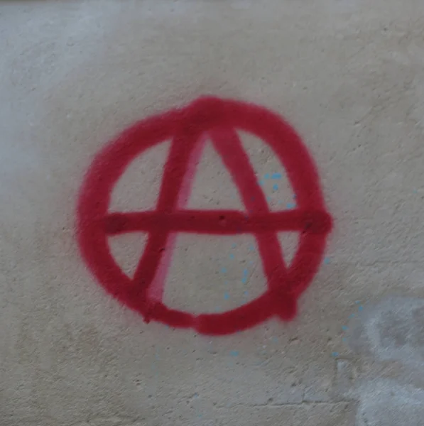 Anarchy Symbool Geschilderd Rode Verf Een Muur — Stockfoto