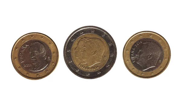 Euro Coins Money Eur Spain Bearing Portrait Former King Juan — Stock Photo, Image