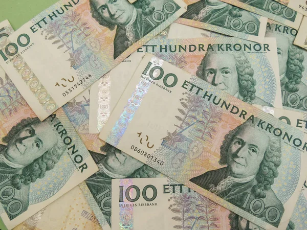 Moneda Sueca Sek Suecia Sobre Fondo Azul — Foto de Stock