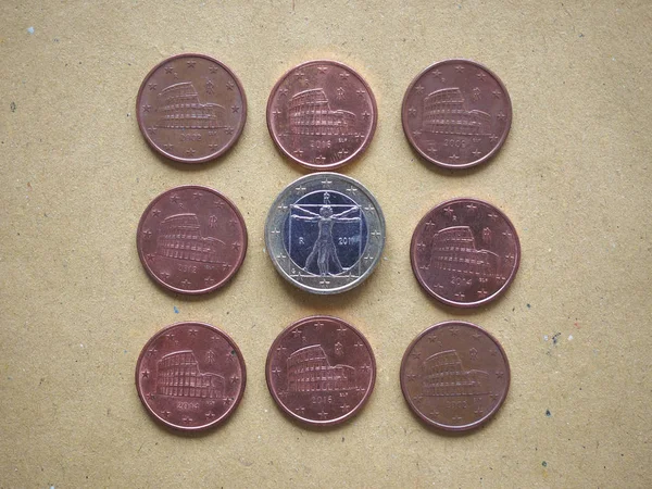 Monnaie Cents Eur Monnaie Union Européenne Italie Portant Image Colisée — Photo