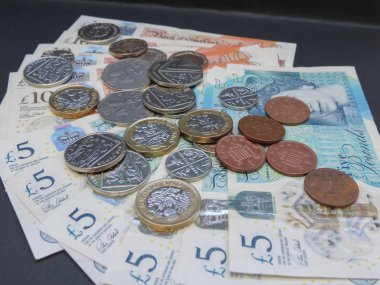 İngiltere 'de Londra' da sterlin ve sikkeler.