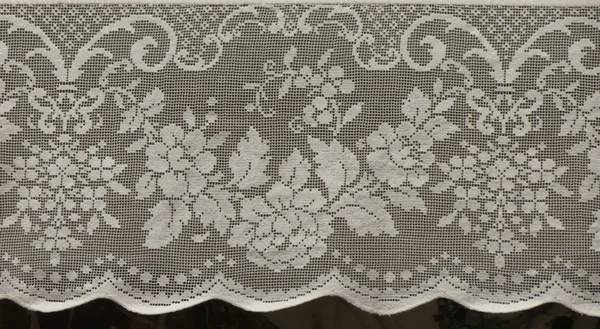 Bílá květinová krajka pás pozadí — Stock fotografie