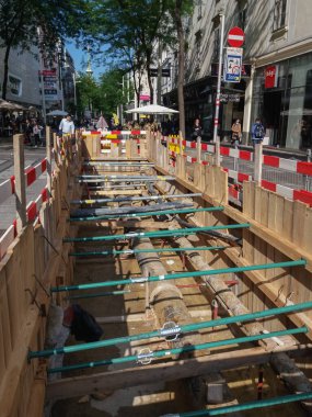 Wien 'deki şehir merkezinde yol çalışması