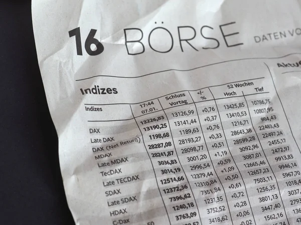 Boerse (Mercado de Valores) no jornal alemão em Hamburgo — Fotografia de Stock