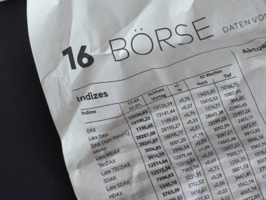 Hamburg 'daki Alman gazetesinde Boerse (Borsa)