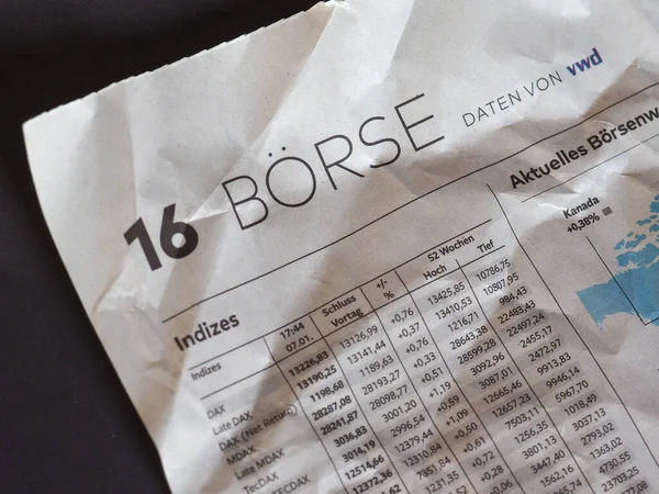 Boerse (Mercado de Valores) no jornal alemão em Hamburgo — Fotografia de Stock