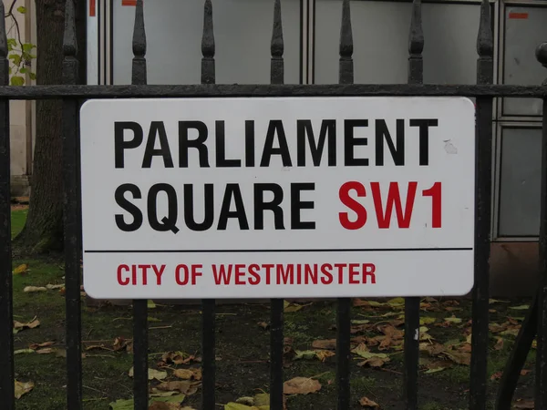 Etiqueta Calle Parliament Square Westminster Londres Reino Unido — Foto de Stock