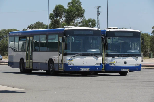 SALAMANCA, SPAIN - CIRCA JUNE 2015: buses parked at a bus station