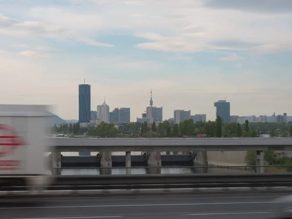 Vienna Austria Circa April 2017 Skyline Modern Buildings River Danube — Stock fotografie