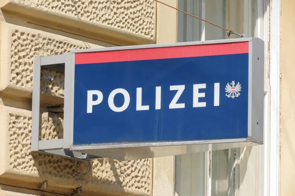 Vienna Austria Circa July 2015 Polizei Translated Police Sign Hanging — Stock Photo, Image