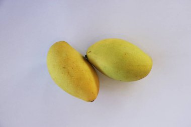 Beyaz arka planda mango meyveleri