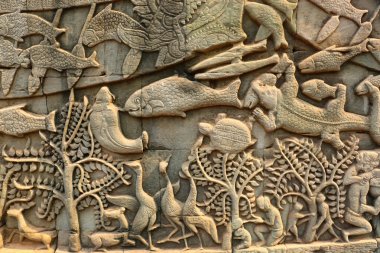 Angkor Wat, duvar detay, Kamboçya