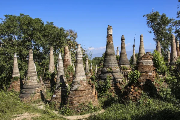 Shwe Inn Dain Pagoda complex in Indein village Inle Lake Myanmar Stock Picture