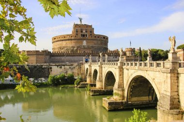 Saint Angel Castle Saint Angel köprü ve Tiber Nehri üzerinde ben
