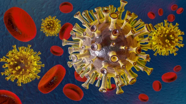 Virus Corona Nel Suo Ambiente Microscopico — Foto Stock