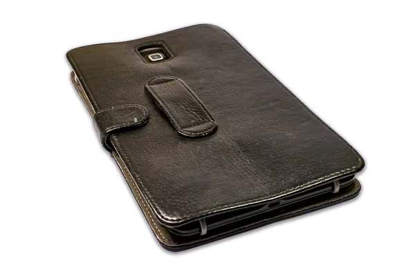 Tablet in a worn leather — Stock Photo, Image