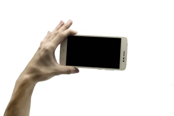 Рука тримає мобільний смартфон — стокове фото