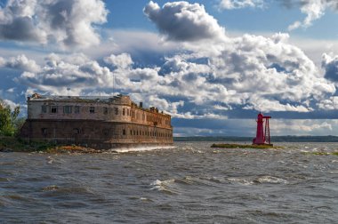 Deniz kalesi. Kronshlot Kalesi, Kronstadt, Finlandiya Körfezi, Baltık Denizi. 1703-1704 'te inşa edilmiş..
