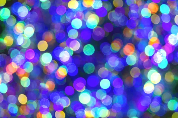 Holiday Lights fundo Bokeh. Luzes de brilho abstrato azul, multicolorido, desfocado. Banner celebração Bokeh design brilhante — Fotografia de Stock