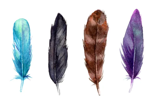 Acuarela plumas de colores — Foto de Stock