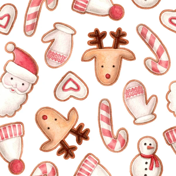 Watercolor gingerbread pattern — Stock Photo, Image