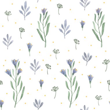 suluboya otlar ve çiçek deseni 