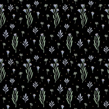 suluboya otlar ve çiçek deseni 