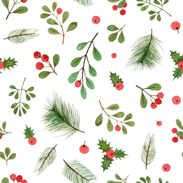 Watercolor christmas pattern — Stock Photo, Image