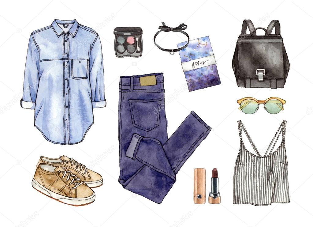 casual style clothes and accessories