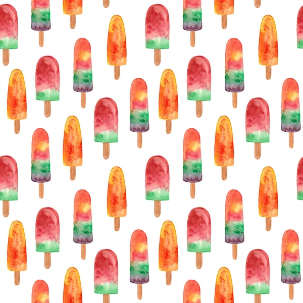 Fruit ice watercolor pattern — Stock Photo, Image