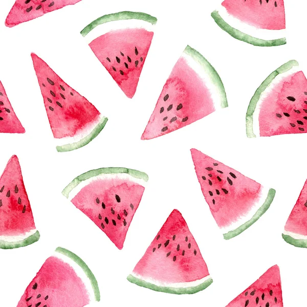 Watercolor triangle slices of watermelon. — Stock Photo, Image