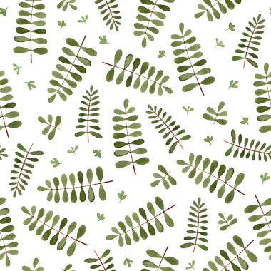 suluboya el bitkisel Yazdır boyalı. Beyaz bir arka plan üzerinde seamless modeli