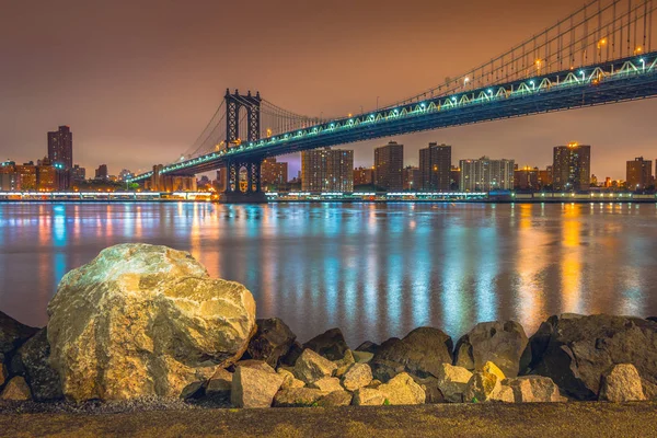 New York la nuit, Manhattan Bridge — Photo